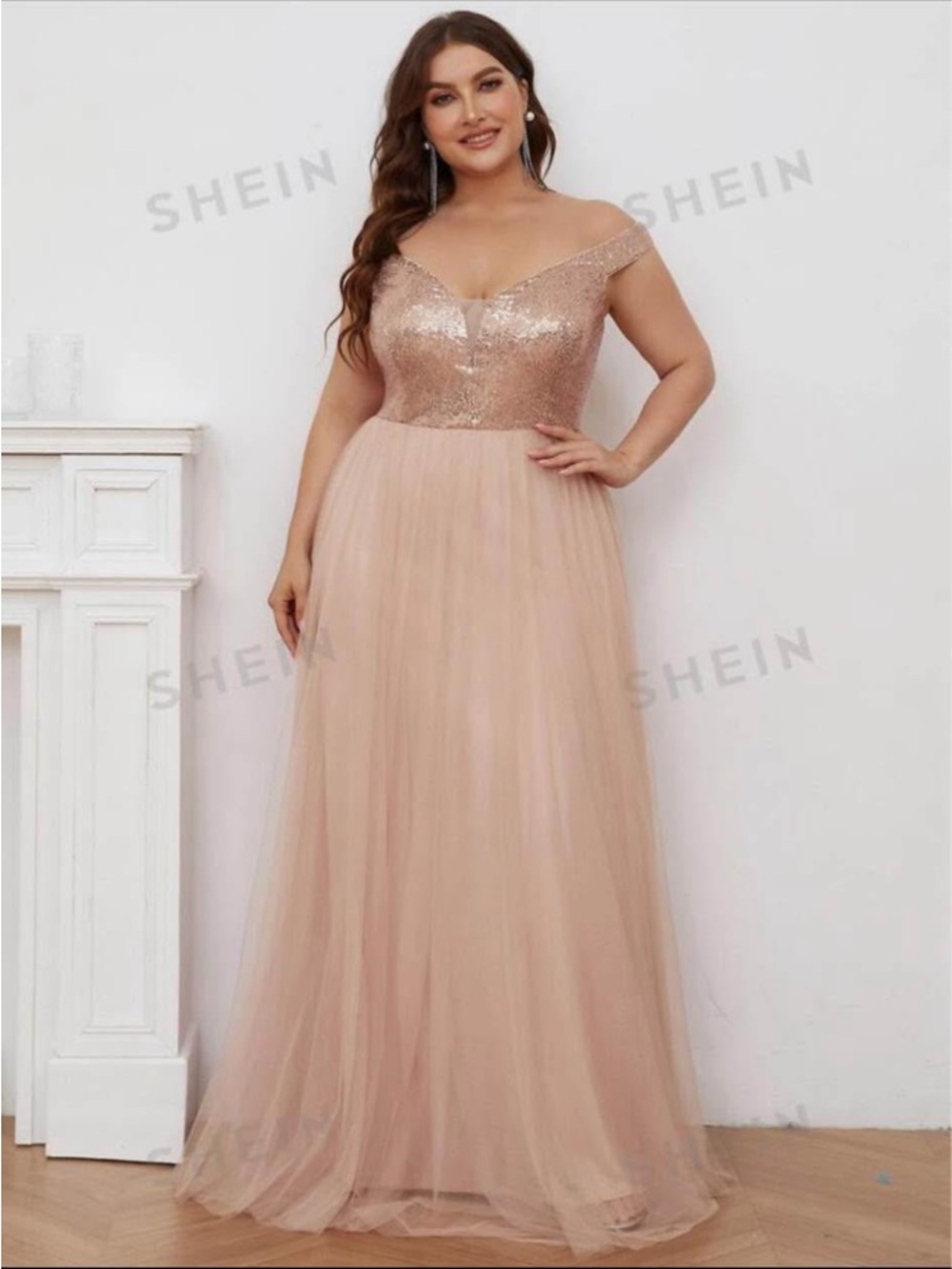 Ever Pretty Rose Gold Sequin Evening Dress